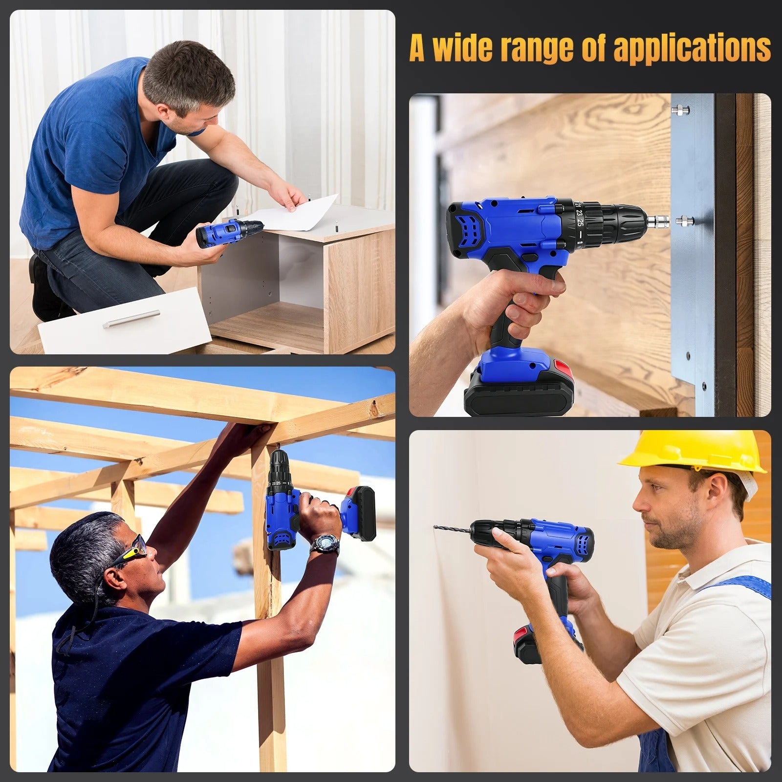 21V Cordless Drill,Electric Screwdriver Tools Kit with 25+1 Torque Setting,2 Variable Speed,29PCS Accessories,LED Work Light