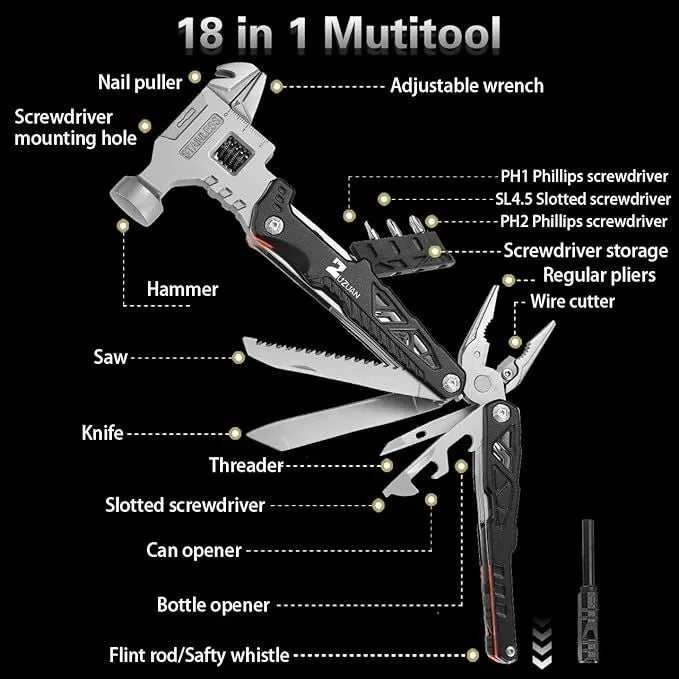 Upgraded 18 in 1 Multitool - Professional Stainless Steel EDC Pocket Tool